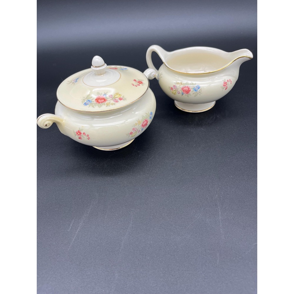 Creamer and Sugar Bowl Set Dresden Homer Laughlin Eggshell Nautilus - Picture 13 of 17